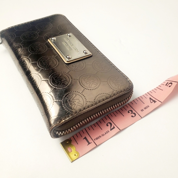 Michael Kors Jet Set Travel Continental Nickel Metallic Sheen Wallet Holiday - Picture 6 of 8